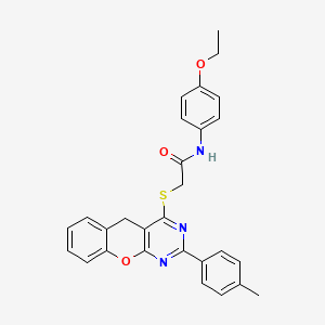 molecular formula C28H25N3O3S B2526471 N-(4-乙氧苯基)-2-((2-(对甲苯基)-5H-色烯[2,3-d]嘧啶-4-基)硫代)乙酰胺 CAS No. 872205-76-0