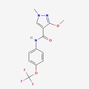 molecular formula C13H12F3N3O3 B2526472 3-methoxy-1-methyl-N-(4-(trifluoromethoxy)phenyl)-1H-pyrazole-4-carboxamide CAS No. 1013770-16-5