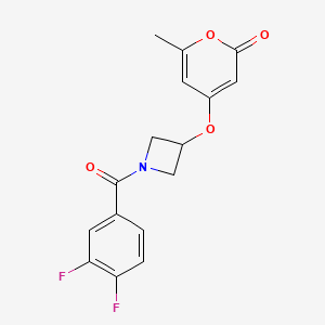 molecular formula C16H13F2NO4 B2526494 4-((1-(3,4-difluorobenzoyl)azetidin-3-yl)oxy)-6-methyl-2H-pyran-2-one CAS No. 1795446-56-8