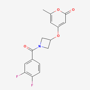 molecular formula C16H13F2NO4 B2526494 4-((1-(3,4-二氟苯甲酰)氮杂环丁烷-3-基)氧基)-6-甲基-2H-吡喃-2-酮 CAS No. 1795446-56-8