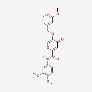 molecular formula C22H21NO7 B2526503 N-(3,4-dimethoxyphenyl)-5-((3-methoxybenzyl)oxy)-4-oxo-4H-pyran-2-carboxamide CAS No. 1021258-30-9
