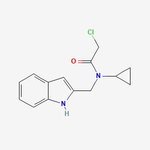 molecular formula C14H15ClN2O B2526507 2-Chloro-N-cyclopropyl-N-(1H-indol-2-ylmethyl)acetamide CAS No. 2411277-48-8
