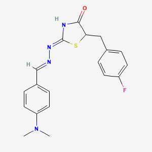 (Z)-2-((E)-(4-(dimethylamino)benzylidene)hydrazono)-5-(4-fluorobenzyl)thiazolidin-4-one
