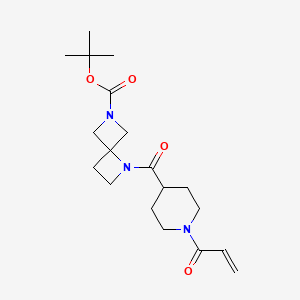 molecular formula C19H29N3O4 B2526514 Tert-butyl 1-(1-prop-2-enoylpiperidine-4-carbonyl)-1,6-diazaspiro[3.3]heptane-6-carboxylate CAS No. 2361695-17-0