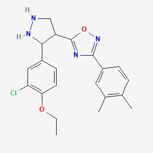 5-[3-(3-Chloro-4-ethoxyphenyl)pyrazolidin-4-yl]-3-(3,4-dimethylphenyl)-1,2,4-oxadiazole