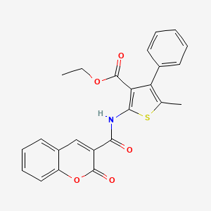 molecular formula C24H19NO5S B2526524 ethyl 5-methyl-2-(2-oxo-2H-chromene-3-carboxamido)-4-phenylthiophene-3-carboxylate CAS No. 326886-33-3