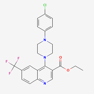 molecular formula C23H21ClF3N3O2 B2526531 Ethyl 4-[4-(4-chlorophenyl)piperazin-1-yl]-6-(trifluoromethyl)quinoline-3-carboxylate CAS No. 338748-33-7
