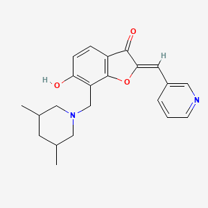 molecular formula C22H24N2O3 B2526535 (Z)-7-((3,5-dimethylpiperidin-1-yl)methyl)-6-hydroxy-2-(pyridin-3-ylmethylene)benzofuran-3(2H)-one CAS No. 896828-05-0