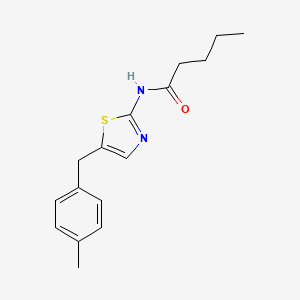 molecular formula C16H20N2OS B2526536 N-(5-[(4-甲基苯基)甲基]-1,3-噻唑-2-基)戊酰胺 CAS No. 304895-25-8