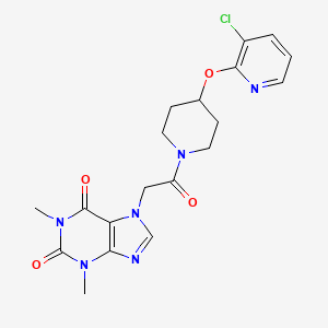 molecular formula C19H21ClN6O4 B2526537 7-(2-(4-((3-chloropyridin-2-yl)oxy)piperidin-1-yl)-2-oxoethyl)-1,3-dimethyl-1H-purine-2,6(3H,7H)-dione CAS No. 1448063-96-4