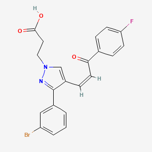 (Z)-3-(3-(3-bromophenyl)-4-(3-(4-fluorophenyl)-3-oxoprop-1-en-1-yl)-1H-pyrazol-1-yl)propanoic acid