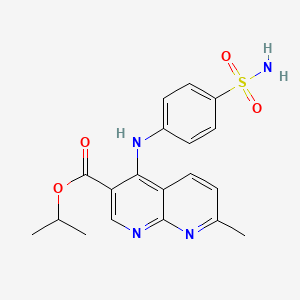 molecular formula C19H20N4O4S B2526545 7-甲基-4-((4-磺酰苯基)氨基)-1,8-萘啶-3-羧酸异丙酯 CAS No. 1251682-41-3