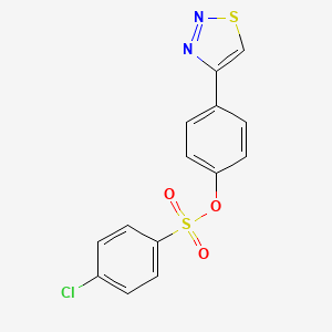 molecular formula C14H9ClN2O3S2 B2526550 4-(1,2,3-Thiadiazol-4-yl)phenyl 4-chlorobenzenesulfonate CAS No. 341964-22-5