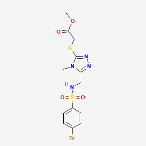 molecular formula C13H15BrN4O4S2 B2526556 2-{[5-({[(4-溴苯基)磺酰基]氨基}甲基)-4-甲基-4H-1,2,4-三唑-3-基]硫代}乙酸甲酯 CAS No. 338421-76-4