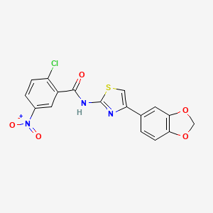 molecular formula C17H10ClN3O5S B2526567 N-(4-(苯并[d][1,3]二氧杂环-5-基)噻唑-2-基)-2-氯-5-硝基苯甲酰胺 CAS No. 406925-11-9