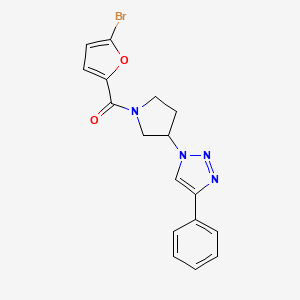 molecular formula C17H15BrN4O2 B2526570 (5-bromofuran-2-yl)(3-(4-phenyl-1H-1,2,3-triazol-1-yl)pyrrolidin-1-yl)methanone CAS No. 2034618-58-9