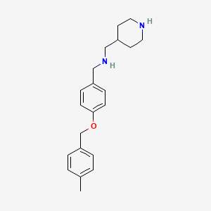 molecular formula C21H28N2O B2526594 1-{4-[(4-methylbenzyl)oxy]phenyl}-N-(piperidin-4-ylmethyl)methanamine CAS No. 924855-67-4