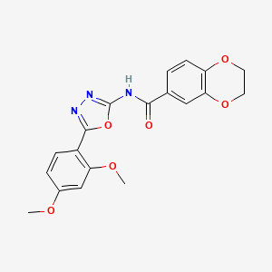 molecular formula C19H17N3O6 B2526600 N-(5-(2,4-dimethoxyphenyl)-1,3,4-oxadiazol-2-yl)-2,3-dihydrobenzo[b][1,4]dioxine-6-carboxamide CAS No. 897615-67-7