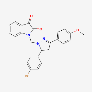molecular formula C25H20BrN3O3 B2526602 1-((5-(4-bromophenyl)-3-(4-methoxyphenyl)-4,5-dihydro-1H-pyrazol-1-yl)methyl)indoline-2,3-dione CAS No. 331988-53-5