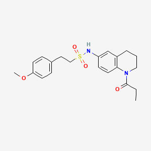 molecular formula C21H26N2O4S B2526611 2-(4-甲氧基苯基)-N-(1-丙酰-1,2,3,4-四氢喹啉-6-基)乙磺酰胺 CAS No. 1021089-10-0