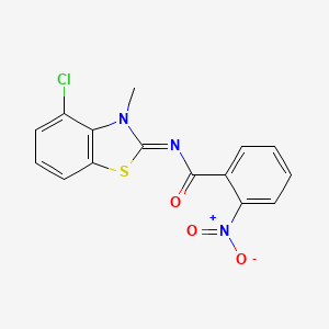 molecular formula C15H10ClN3O3S B2526620 (Z)-N-(4-chloro-3-methylbenzo[d]thiazol-2(3H)-ylidene)-2-nitrobenzamide CAS No. 865543-91-5