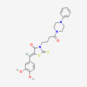 molecular formula C26H29N3O4S2 B2526622 (5Z)-5-[(3,4-dimethoxyphenyl)methylidene]-3-[4-oxo-4-(4-phenylpiperazin-1-yl)butyl]-2-sulfanylidene-1,3-thiazolidin-4-one CAS No. 681833-86-3