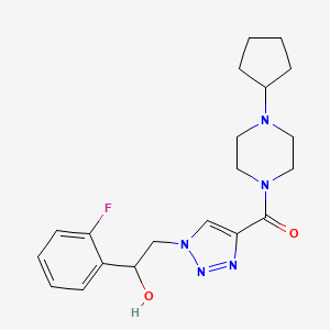 molecular formula C20H26FN5O2 B2526626 (4-cyclopentylpiperazin-1-yl)(1-(2-(2-fluorophenyl)-2-hydroxyethyl)-1H-1,2,3-triazol-4-yl)methanone CAS No. 2034392-95-3