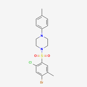 molecular formula C18H20BrClN2O2S B2526641 1-(4-Bromo-2-chloro-5-methylbenzenesulfonyl)-4-(4-methylphenyl)piperazine CAS No. 2249127-51-1