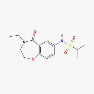 molecular formula C14H20N2O4S B2526646 N-(4-ethyl-5-oxo-2,3,4,5-tetrahydrobenzo[f][1,4]oxazepin-7-yl)propane-2-sulfonamide CAS No. 922007-92-9