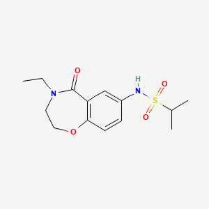 molecular formula C14H20N2O4S B2526646 N-(4-乙基-5-氧代-2,3,4,5-四氢苯并[f][1,4]噁氮杂卓-7-基)丙烷-2-磺酰胺 CAS No. 922007-92-9