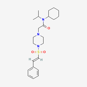 molecular formula C23H35N3O3S B2526654 N-cyclohexyl-2-[4-[(E)-2-phenylethenyl]sulfonylpiperazin-1-yl]-N-propan-2-ylacetamide CAS No. 1241685-71-1