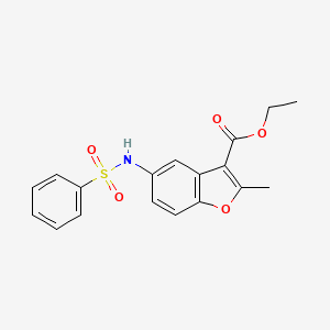 molecular formula C18H17NO5S B2526656 Ethyl 5-(benzenesulfonamido)-2-methyl-1-benzofuran-3-carboxylate CAS No. 412300-79-9