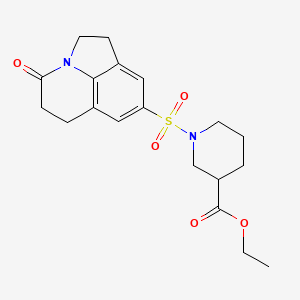 molecular formula C19H24N2O5S B2526660 ethyl 1-((4-oxo-2,4,5,6-tetrahydro-1H-pyrrolo[3,2,1-ij]quinolin-8-yl)sulfonyl)piperidine-3-carboxylate CAS No. 898419-80-2