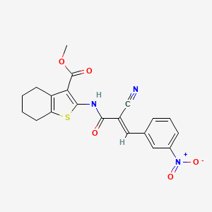 molecular formula C20H17N3O5S B2526671 (E)-methyl 2-(2-cyano-3-(3-nitrophenyl)acrylamido)-4,5,6,7-tetrahydrobenzo[b]thiophene-3-carboxylate CAS No. 868154-63-6