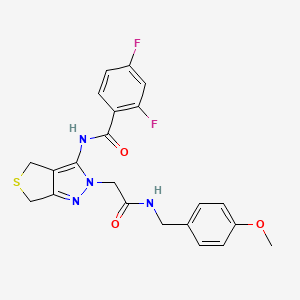 molecular formula C22H20F2N4O3S B2526677 2,4-二氟-N-(2-(2-((4-甲氧基苄基)氨基)-2-氧代乙基)-4,6-二氢-2H-噻吩并[3,4-c]吡唑-3-基)苯甲酰胺 CAS No. 1105218-74-3