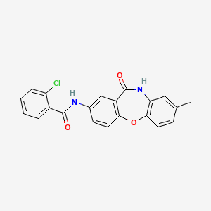 molecular formula C21H15ClN2O3 B2526678 2-chloro-N-(8-methyl-11-oxo-10,11-dihydrodibenzo[b,f][1,4]oxazepin-2-yl)benzamide CAS No. 922109-43-1