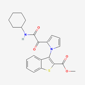 molecular formula C22H22N2O4S B2526684 methyl 3-{2-[2-(cyclohexylamino)-2-oxoacetyl]-1H-pyrrol-1-yl}-1-benzothiophene-2-carboxylate CAS No. 477872-70-1
