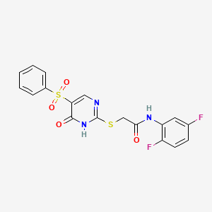 2-[[5-(benzenesulfonyl)-6-oxo-1H-pyrimidin-2-yl]sulfanyl]-N-(2,5-difluorophenyl)acetamide