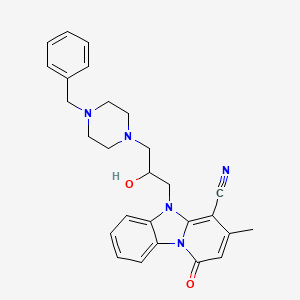 8-[3-(4-benzylpiperazin-1-yl)-2-hydroxypropyl]-11-methyl-13-oxo-1,8-diazatricyclo[7.4.0.0^{2,7}]trideca-2,4,6,9,11-pentaene-10-carbonitrile