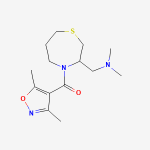 molecular formula C14H23N3O2S B2526707 (3-((Dimethylamino)methyl)-1,4-thiazepan-4-yl)(3,5-dimethylisoxazol-4-yl)methanone CAS No. 1448135-05-4