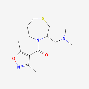 molecular formula C14H23N3O2S B2526707 (3-((二甲氨基)甲基)-1,4-噻嗪烷-4-基)(3,5-二甲基异恶唑-4-基)甲酮 CAS No. 1448135-05-4