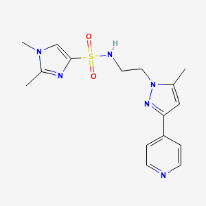 molecular formula C16H20N6O2S B2526710 1,2-dimethyl-N-(2-(5-methyl-3-(pyridin-4-yl)-1H-pyrazol-1-yl)ethyl)-1H-imidazole-4-sulfonamide CAS No. 2034234-99-4