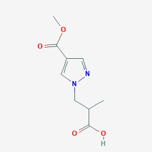 molecular formula C9H12N2O4 B2526711 3-[4-(methoxycarbonyl)-1H-pyrazol-1-yl]-2-methylpropanoic acid CAS No. 1856071-08-3