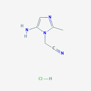 molecular formula C6H9ClN4 B2526720 2-(5-氨基-2-甲基咪唑-1-基)乙腈；盐酸盐 CAS No. 2344678-38-0