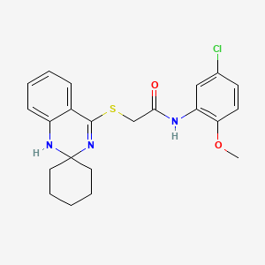 molecular formula C22H24ClN3O2S B2526740 N-(5-氯-2-甲氧基苯基)-2-{1'H-螺[环己烷-1,2'-喹唑啉]硫烷基}乙酰胺 CAS No. 893786-98-6
