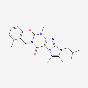 molecular formula C22H27N5O2 B2526747 8-isobutyl-1,6,7-trimethyl-3-(2-methylbenzyl)-1H-imidazo[2,1-f]purine-2,4(3H,8H)-dione CAS No. 938762-83-5