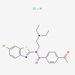 molecular formula C22H25BrClN3O2S B2526754 4-acetyl-N-(6-bromobenzo[d]thiazol-2-yl)-N-(2-(diethylamino)ethyl)benzamide hydrochloride CAS No. 1215528-03-2