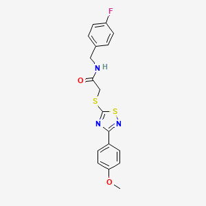 molecular formula C18H16FN3O2S2 B2526764 N-(4-fluorobenzyl)-2-((3-(4-methoxyphenyl)-1,2,4-thiadiazol-5-yl)thio)acetamide CAS No. 864922-65-6