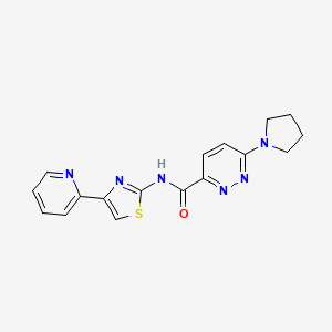 molecular formula C17H16N6OS B2526765 N-(4-(pyridin-2-yl)thiazol-2-yl)-6-(pyrrolidin-1-yl)pyridazine-3-carboxamide CAS No. 1396761-45-7