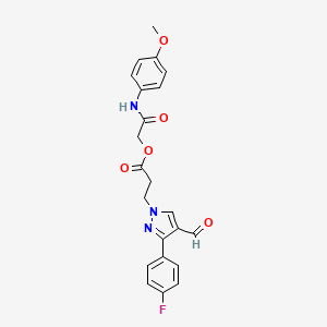 molecular formula C22H20FN3O5 B2526767 [2-(4-Methoxyanilino)-2-oxoethyl] 3-[3-(4-fluorophenyl)-4-formylpyrazol-1-yl]propanoate CAS No. 956410-33-6
